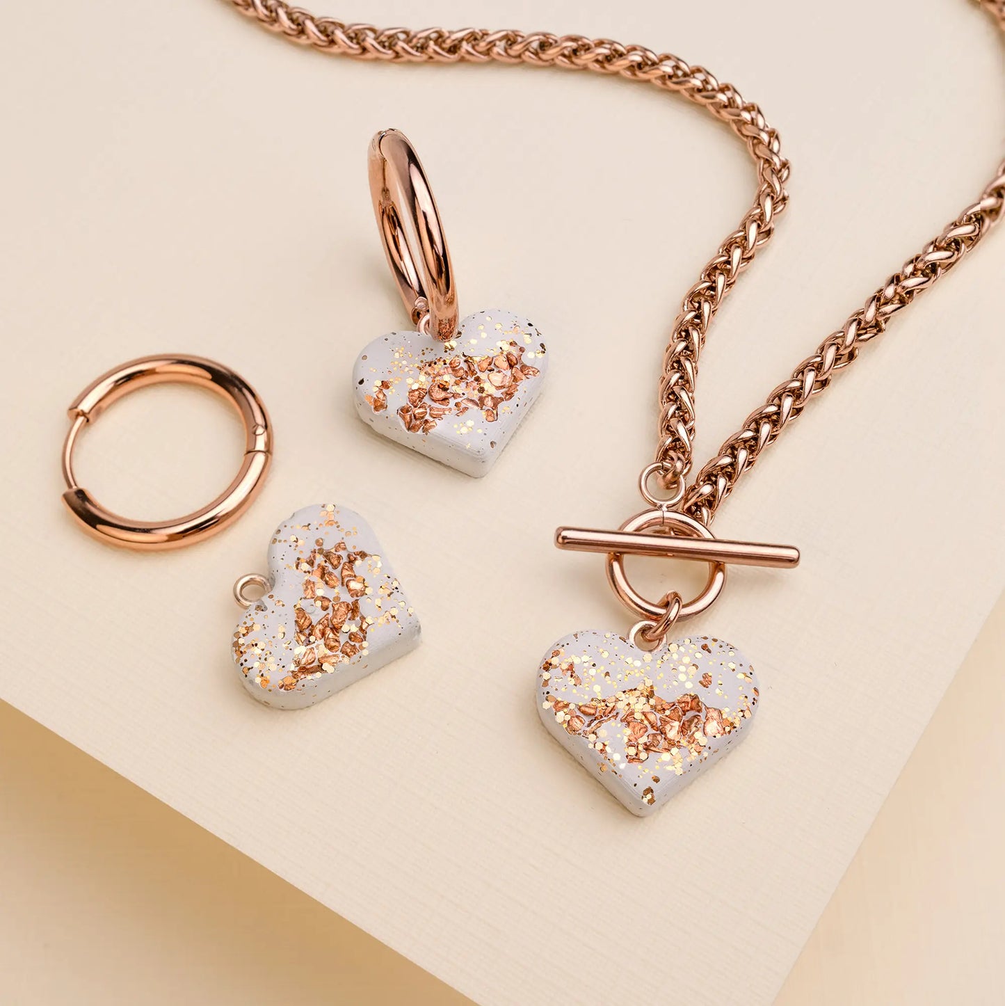 Herzkette AMY | White Rosé