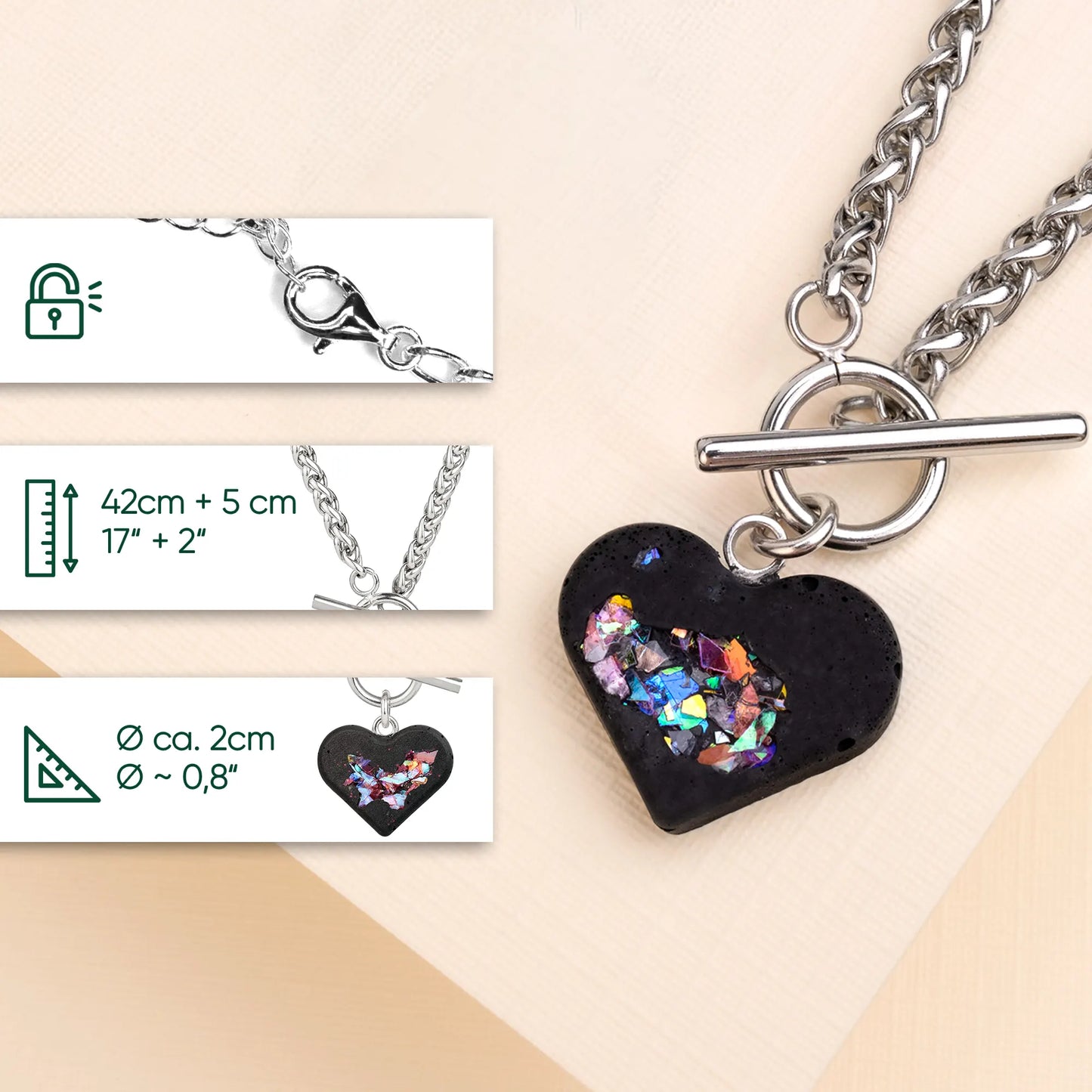 Herzkette AMY | Black Crystal