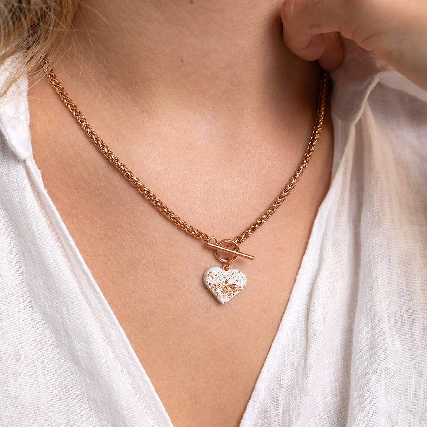 Herzkette AMY | White Rosé